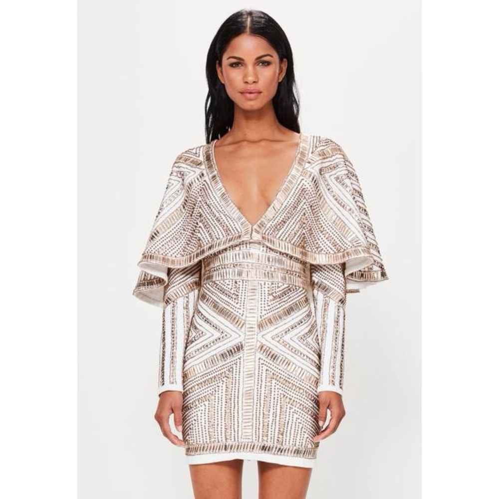 Missguided plunge embellished kimono dress